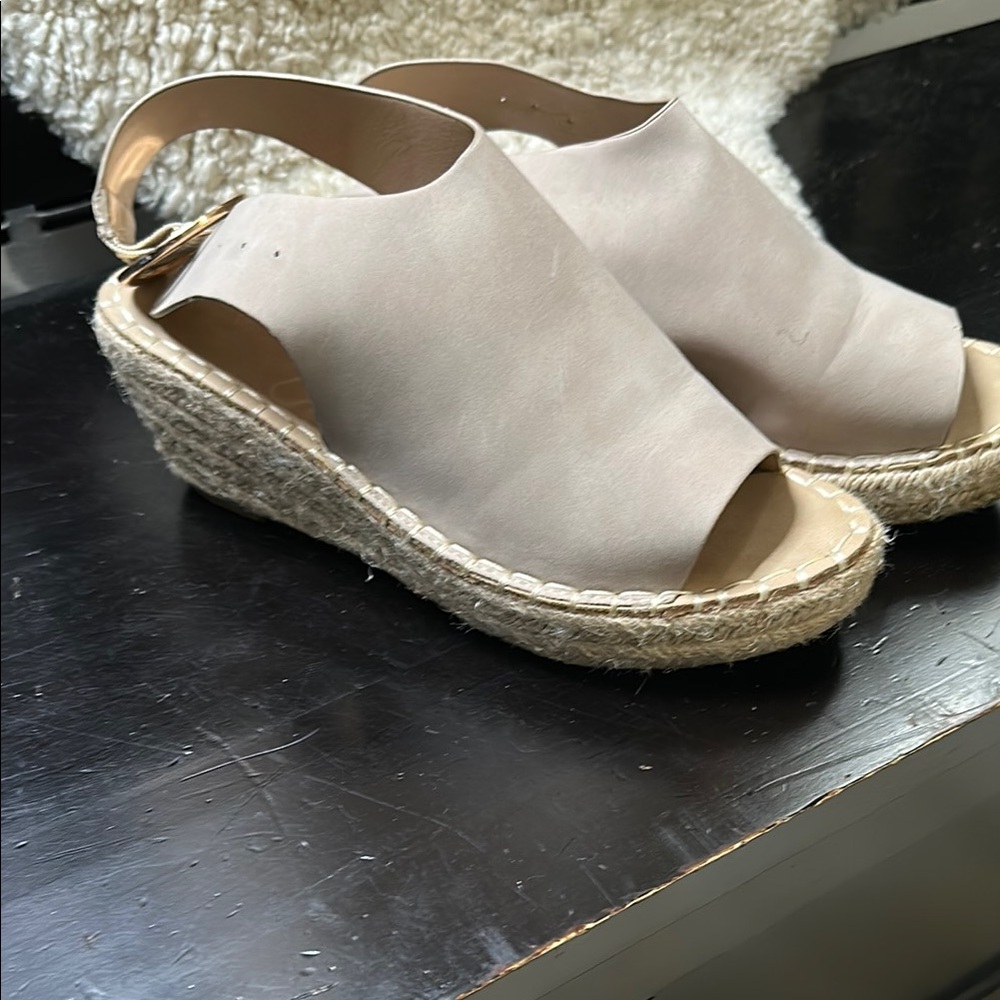 Catherine Malandrino Cream Espadrille Wedge Sandals